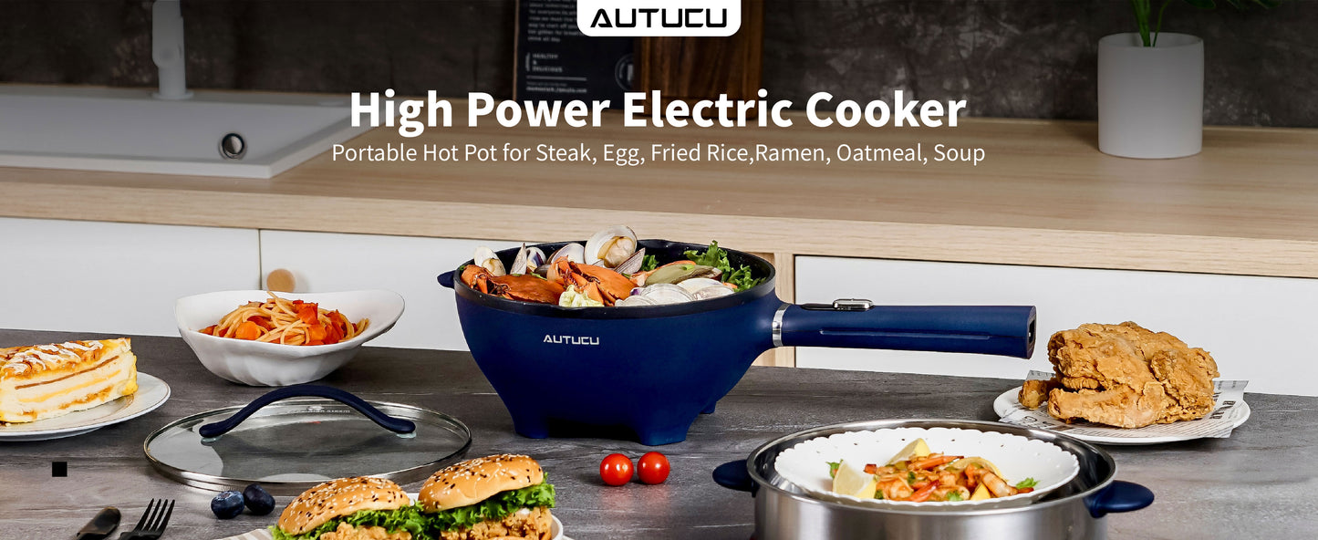 T1SNA 3L Electric Hot Pot Nonstick with Steamer (Silicone Spatula Included)