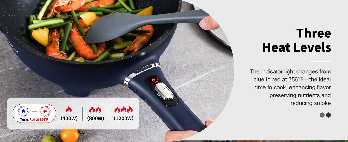 T1SNA 3L Electric Hot Pot Nonstick with Steamer (Silicone Spatula Included)