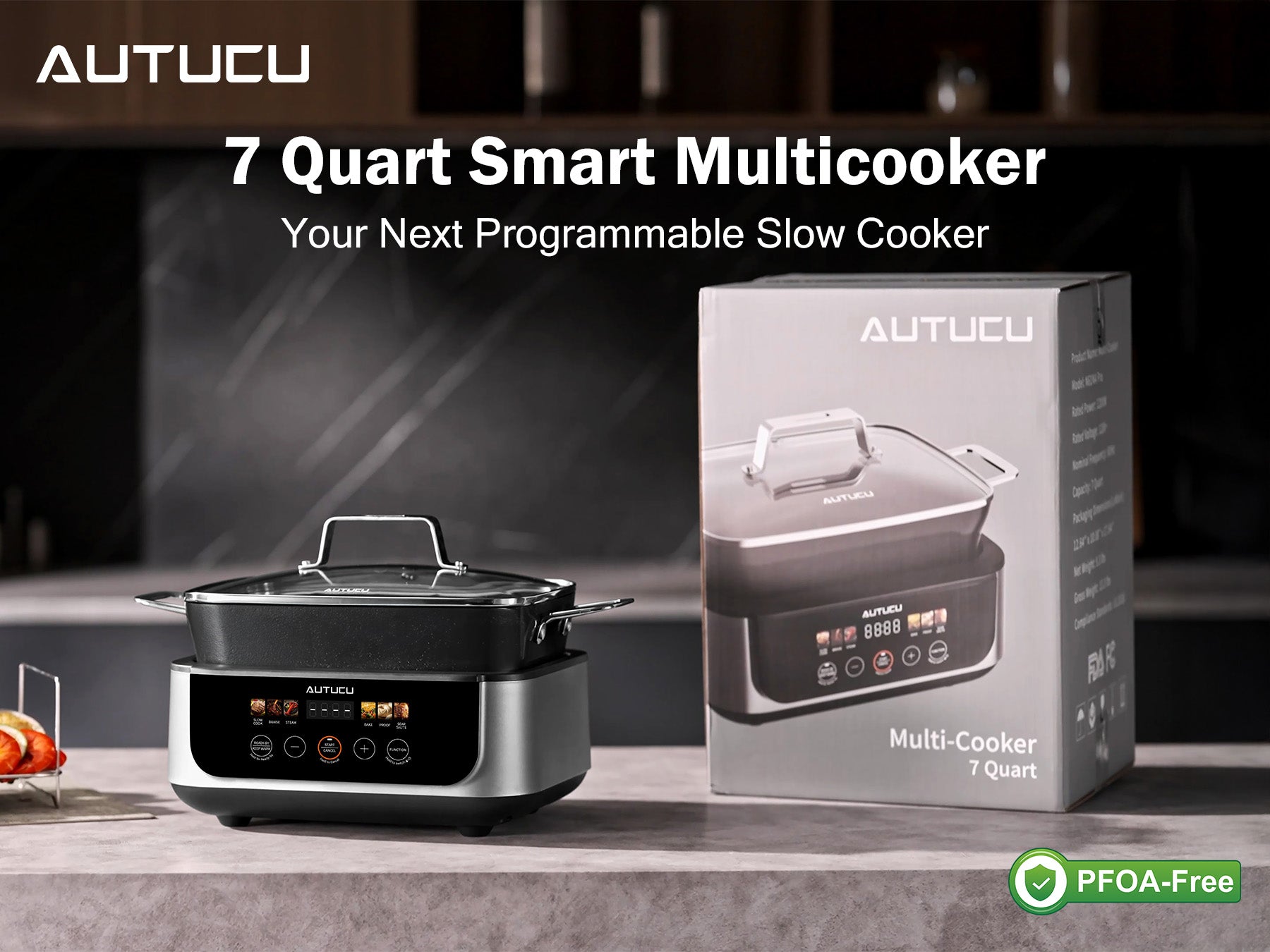 N61NA Pro Slow Cooker 7 Quart | Programmable Multi-Cooker PFOA