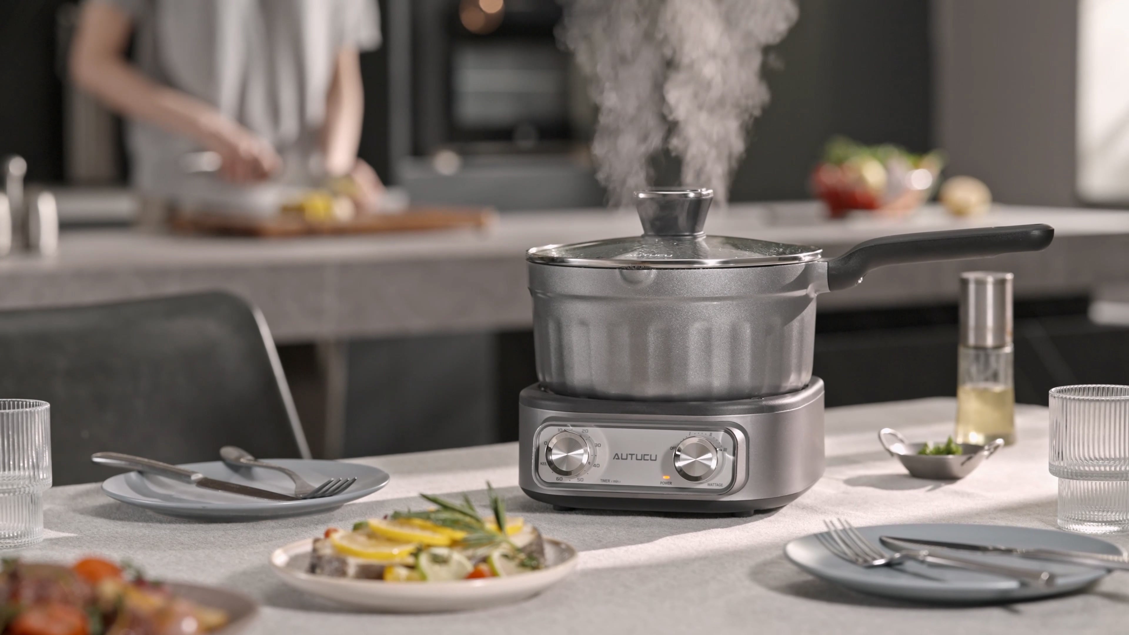 N73SNA Hot Pot Electric Nonstick, PFOA-Free Multi-Cooker 2.5 Quart