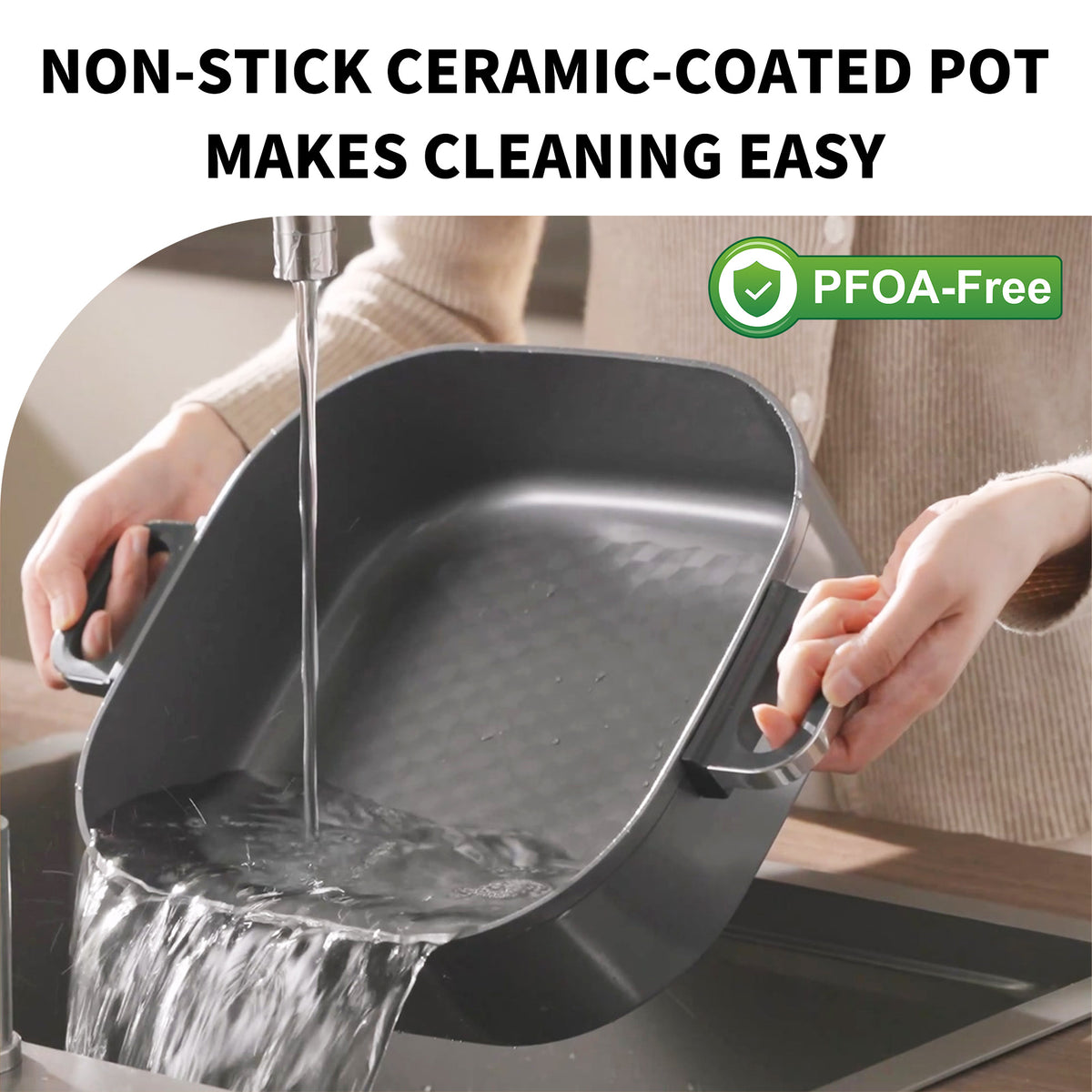 Electric Skillet 6-Quart Hot Pot Nonstick - PFOA-Free Ceramic Coating ...