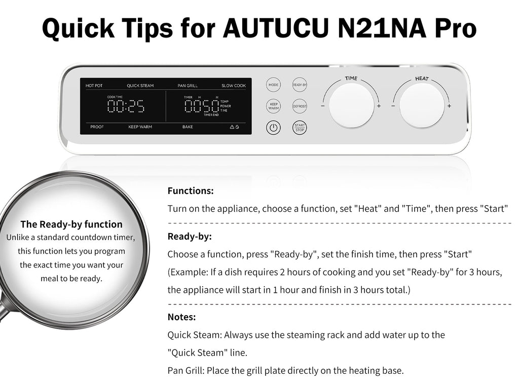 N21NA Pro Slow Cooker 10 Quart, 8-in-1 Programmable PFOA-Free Ceramic Coated Multi-Cooker with Grill Pan, Steaming Plate (Includes Silicone Spoon & Tongs)