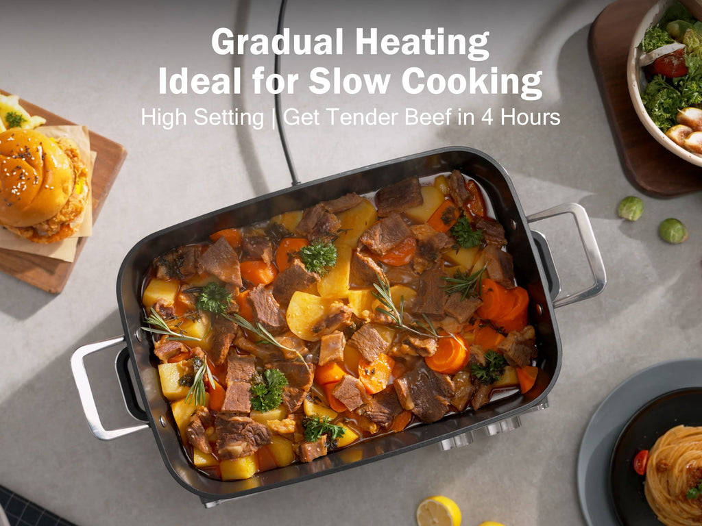 N21NA Pro Slow Cooker 10 Quart, 8-in-1 Programmable PFOA-Free Ceramic Coated Multi-Cooker with Grill Pan, Steaming Plate (Includes Silicone Spoon & Tongs)