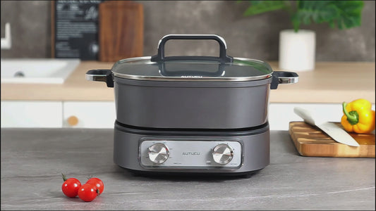 Autucu Electric Hot Pot 6L Ungraded Removable, PFOA-Free Nonstick, 1600W with Timer