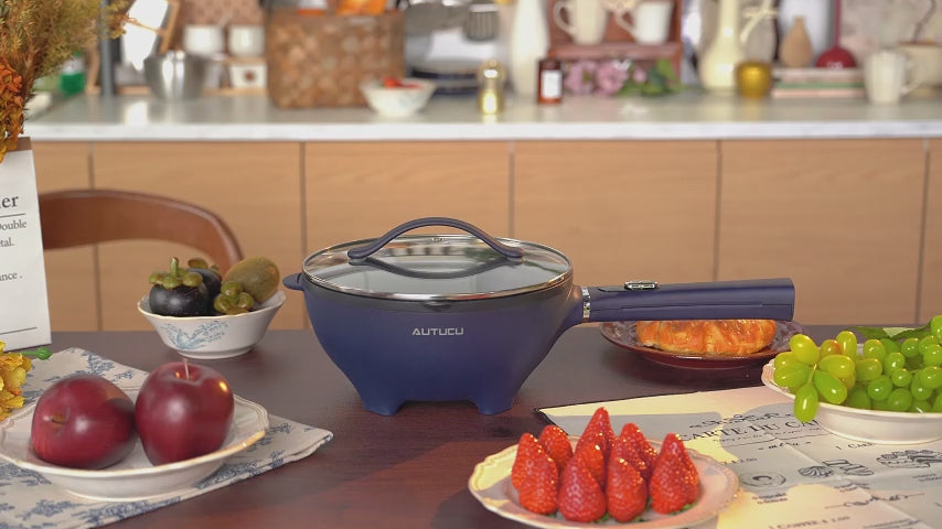 3-Quart Electric Hot Pot & wok Nonstick with Steamer | Electric Skillet 1200W for Dorm, Home, Gifts (Includes Silicone Spatula) Multi-Cooker